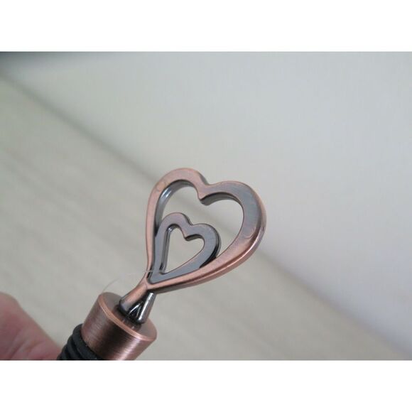 One Love, One Heart Copper Wine Bottle Stopper in Burlap Bag $25 - Picture 4 of 6